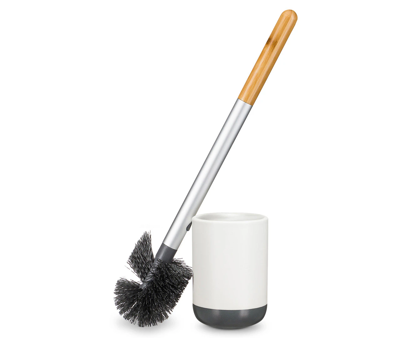 Full Circle Scrub Queen Toilet Brush w/ Holder Storage Bathroom Cleaner White