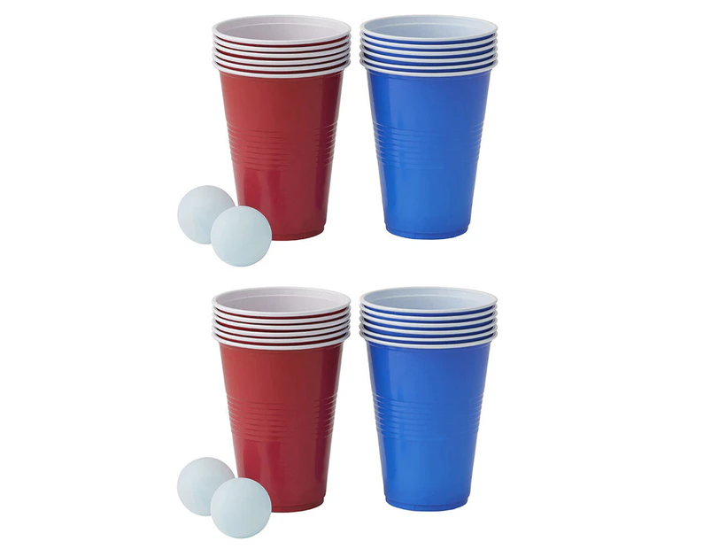Giftworks Beer Pong Fun Drinking Party BBQ Shot Shoot Game Set w 24 Cups 4 Balls