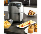 Tefal 4.2L Easy Fry Deluxe Air Fryer Low-Fat Healthy Cooking Cooker w  Timer BLK