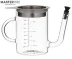 MasterPro 1L Deluxe Glass Fat Separator w/ Strainer & Stopper