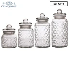 Set of 4 Casa Domani Trellis Storage Jars - Clear