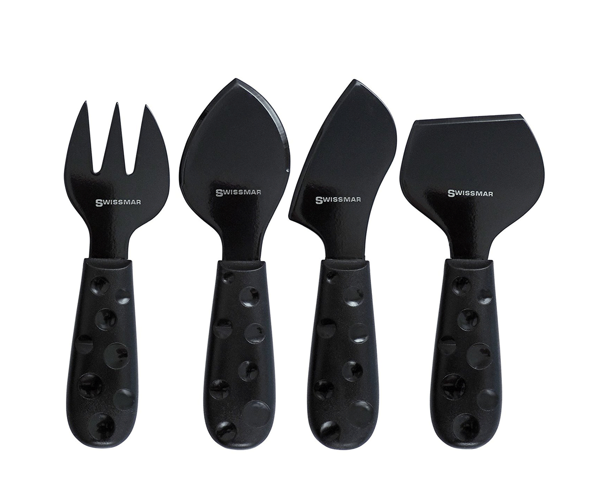 Swissmar Petite Suisse 4pc Cheese Knife Knives Set Slicer Cutter for Platter BK