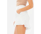Tussah Women's Pascale Ruffle Hem Shorts - White Base Stripe