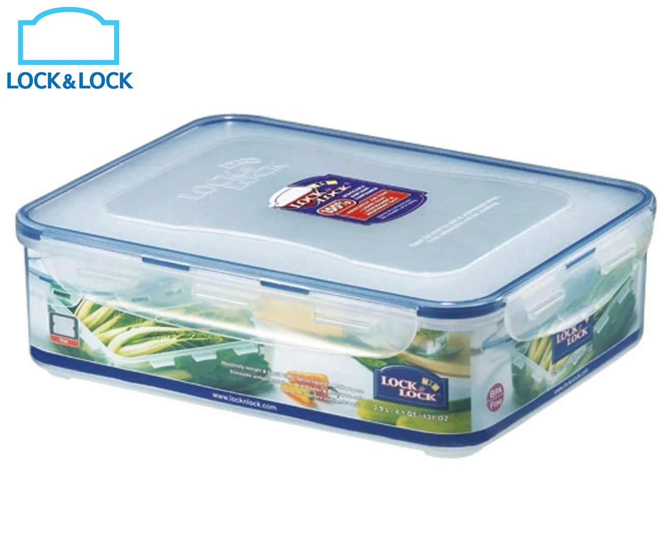 Locknlock 3.9L Airtight Classic Rectangle Food Storage Container Short Clear