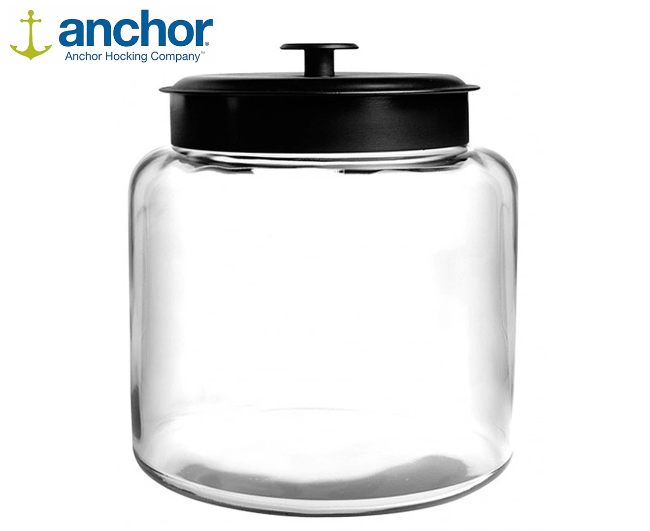 Anchor Hocking 5.7L Montana Glass Jar Food Container Organiser w/ Black Lid