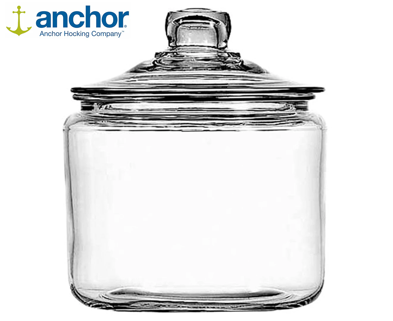 Anchor Hocking 3L Heritage Glass Jar Kitchen Food Container Organiser w/ Lid CLR