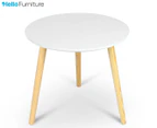 HelloFurniture Aura Large Round Wood Coffee Table - White