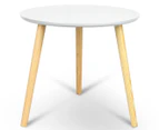 HelloFurniture Aura Medium Round Wood Coffee Table - White
