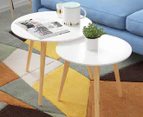 Hello Furniture 2-Piece M/L Aura Round Wood Coffee Table Set - White