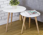 Hello Furniture 2-Piece Aura Round Wood Coffee Table Set - White