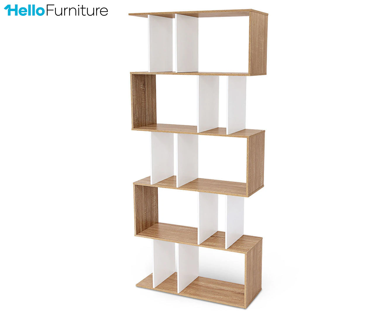 HelloFurniture Balance 5-Tier Shelving Unit - White/Oak