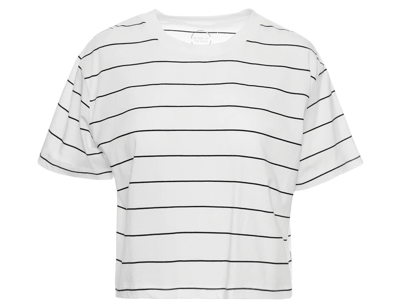 Bonds Women's Crop Striped Tee / T-Shirt / Tshirt - White/Black