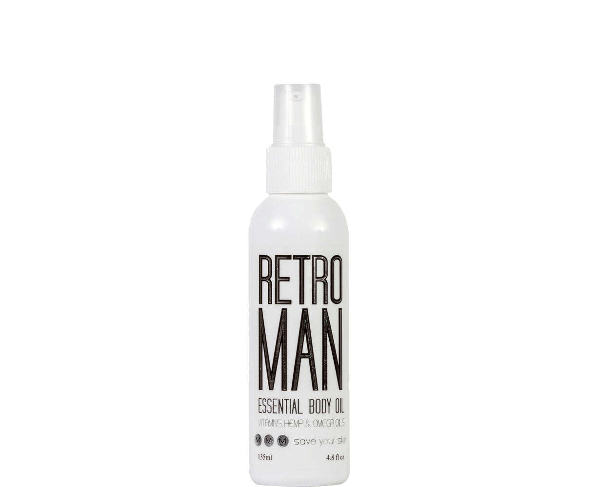 Retro Man Body Oil - 135ml - Natural Skin + Body Oil - Same Day Dispatch
