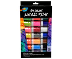 24 colour acrylic paint, 20ml each with 1 small brush for kids drawing