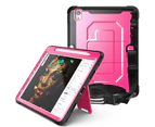 WIWU C-Luo Shockproof Hard Case Kickstand/Hand+Neck Strap With Pencil Holder For iPad Pro 11inch(2020)-Rose Red