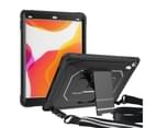 WIWU C-Luo Shockproof Hard Case Kickstand/Hand+Neck Strap With Pencil Cap Holder For 9.7" iPad 2017/2018-Black 1