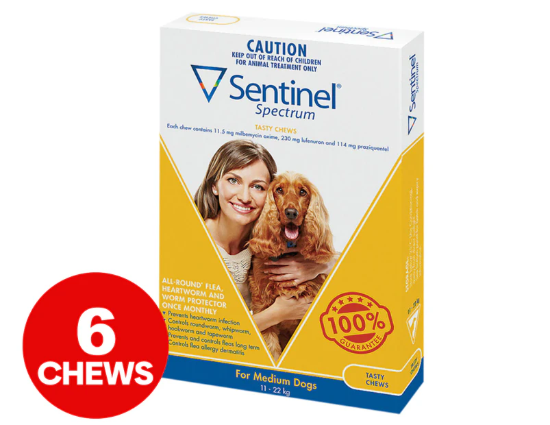 Sentinel Spectrum Flea & Worm Control For Dogs 11-22kg 6pk
