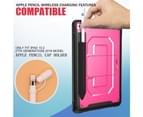 WIWU C-Luo Shockproof Hard Case Kickstand/Hand+Neck Strap With Pencil Cap Holder For New iPad 10.2inch(2019)-Rose Red 3