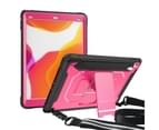 WIWU C-Luo Shockproof Hard Case Kickstand/Hand+Neck Strap With Pencil Holder For 9.7" iPad 2017/2018-Rose Red 1