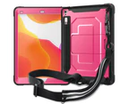 WIWU C-Luo Shockproof Hard Case Kickstand/Hand+Neck Strap With Pencil Cap Holder For 9.7" iPad 2017/2018-Rose Red