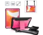 WIWU C-Luo Shockproof Hard Case Kickstand/Hand+Neck Strap With Pencil Holder For 9.7" iPad 2017/2018-Rose Red