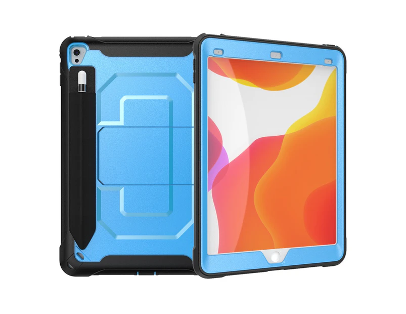 WIWU C-Luo Shockproof Hard Case Kickstand With Pencil Holder For 9.7" iPad 2017/2018-Light Blue