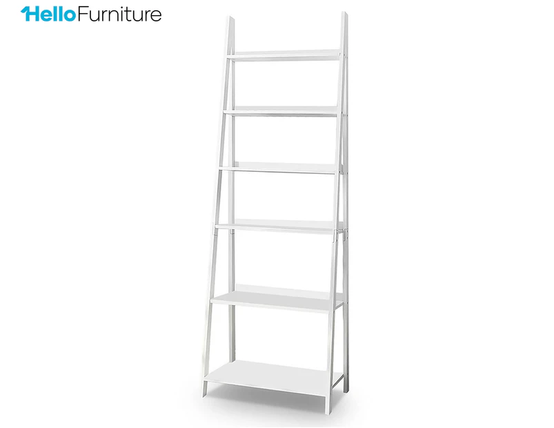 HelloFurniture Chloe 6-Tier Ladder Shelving Unit - White