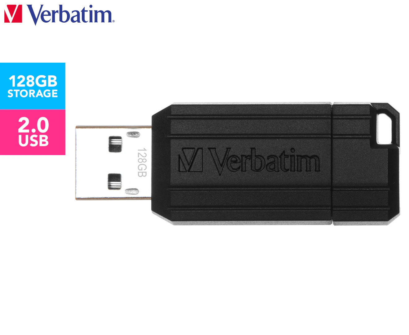 VERBATIM Store n Go Pinstripe USB Drive 128GB (Black)