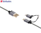Verbatim 1.2m SteelFlex 2-in-1 Micro-USB & Lightning Cable - Grey
