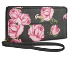 GUESS Valora Phone Wristlet Wallet - Black/Floral