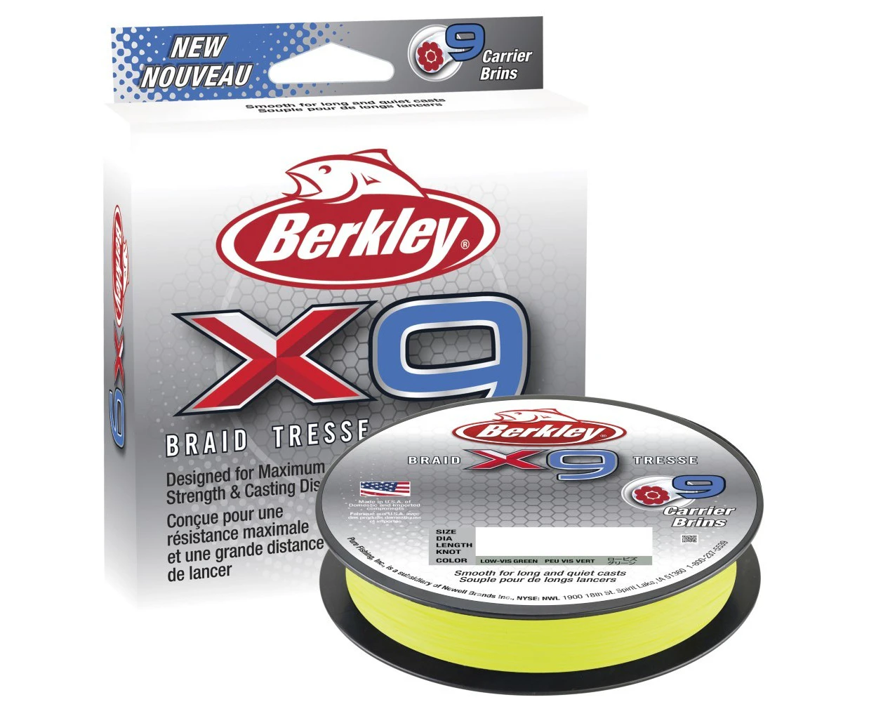 Berkley X9 Flame Green 300m Braid Fishing Line #80lb