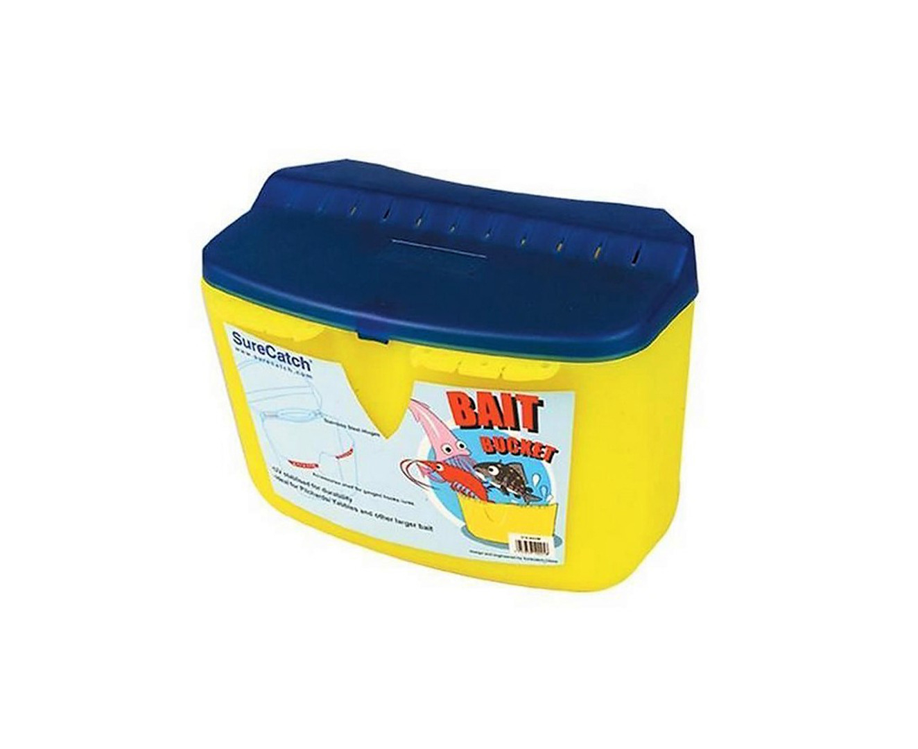 Surecatch Large Bait Bucket with Rod Butt Rest and Accessories Shelf