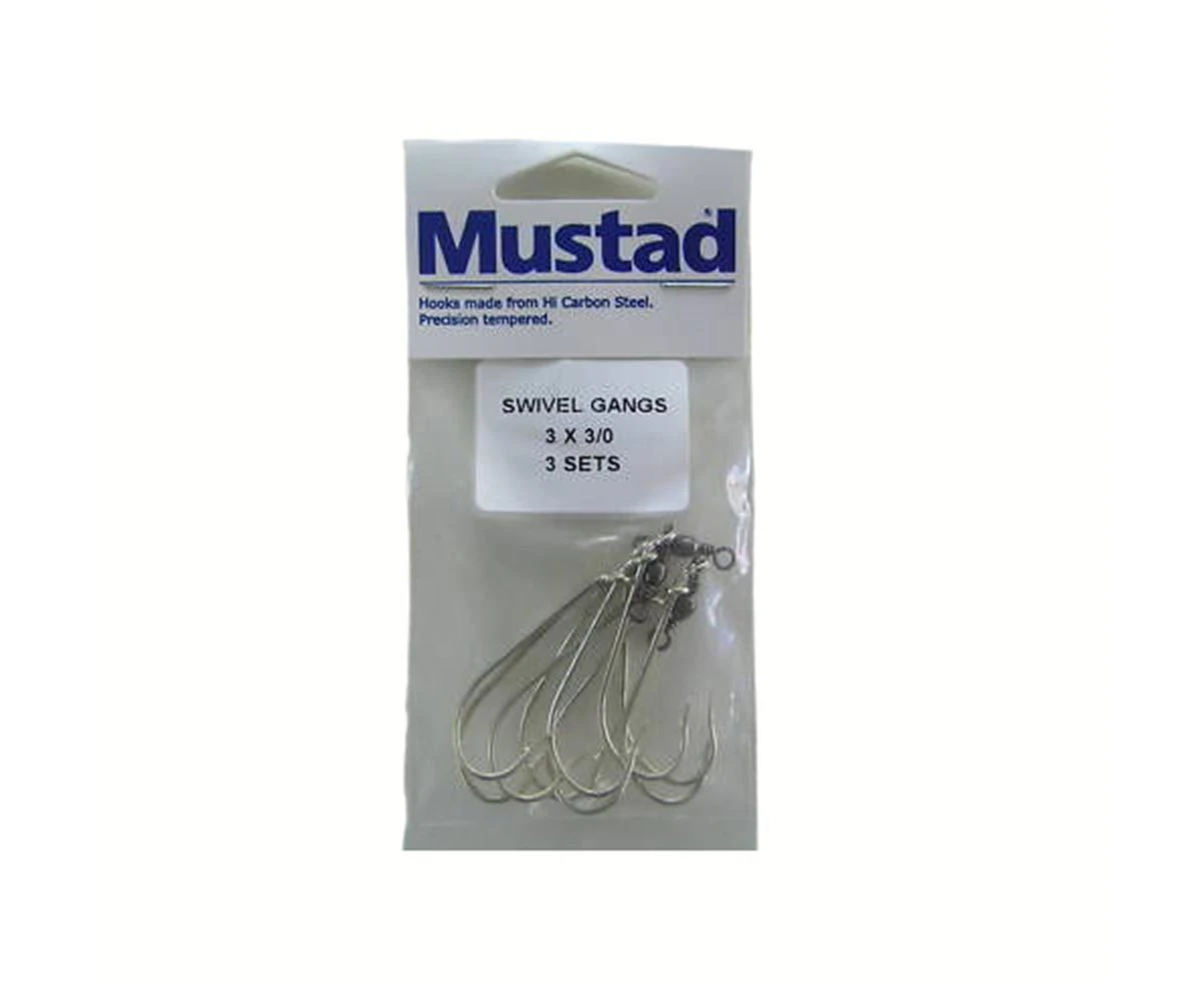 Mustad Pre-Rigged Swivel Gang Hooks 3/0 3 Hooks 3 Sets