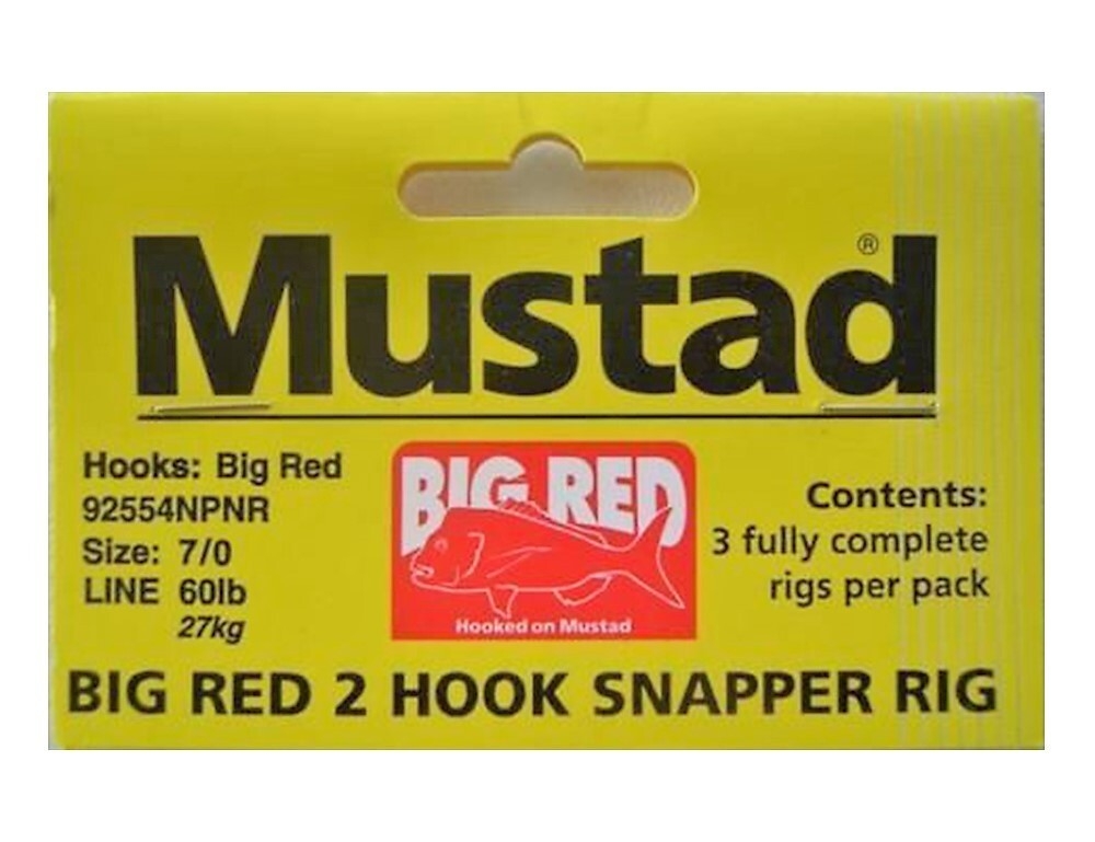 Mustad Big Red Snapper Rig 2 Hook Set Up X 3 Rigs 7/0<!-- -->