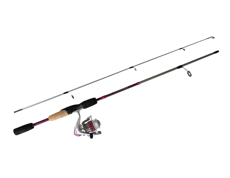 Pink 6'6 Okuma Steeler XP 2 Piece Fishing Rod and Reel Combo Spooled with Line