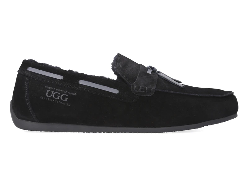 OZWEAR Connection Ugg Men's Pery Moccasin Slippers - Black