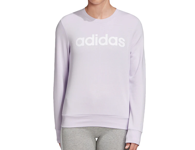 Adidas Women's Essentials Linear Sweatshirt - Purple Tint/White