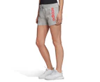 Adidas Women's Essentials Linear Logo Shorts - Medium Grey Heather/Core Pink