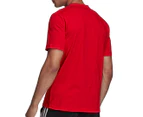 Adidas Men's Essentials Linear Logo Tee / T-Shirt / Tshirt - Scarlet/White