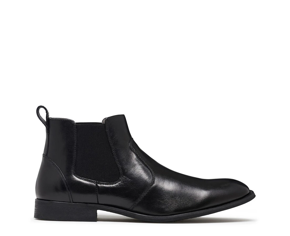 JULIUS MARLOW Harry Leather Boots Mens Slip On Dress Work Chelsea Shoes - Black