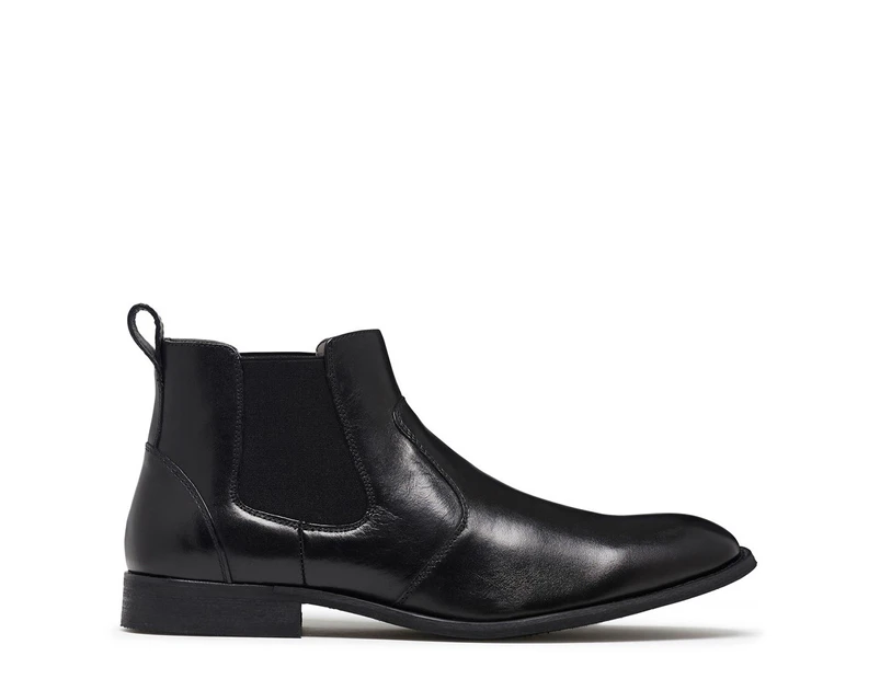 JULIUS MARLOW Harry Leather Boots Mens Slip On Dress Work Chelsea Shoes - Black