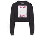 Calvin Klein Jeans Women's Cropped Logo Sweatshirt - Black/White