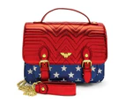 Loungefly X Dc Comics Wonder Woman Red White And Blue Gold Chain Crossbody Bag