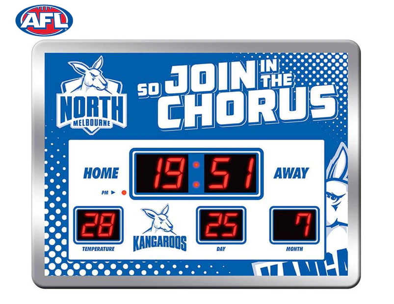 AFL North Melbourne Kangaroos Glass Scoreboard LED Clock
