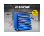 Tool Chest & Trolley Roller Cabinet 7 Drawers Toolbox Blue Cart Garage Storage