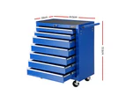 Tool Chest & Trolley Roller Cabinet 7 Drawers Toolbox Blue Cart Garage Storage