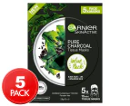 Garnier SkinActive Pure Charcoal Tissue Sheet Face Mask Black Algae 5-Pack