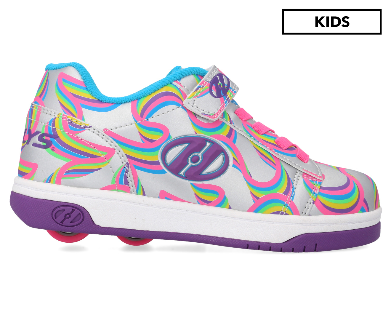 Heelys Girls' Dual Up X2 Skate Shoes - Silver/Purple/Rainbow | Catch.com.au