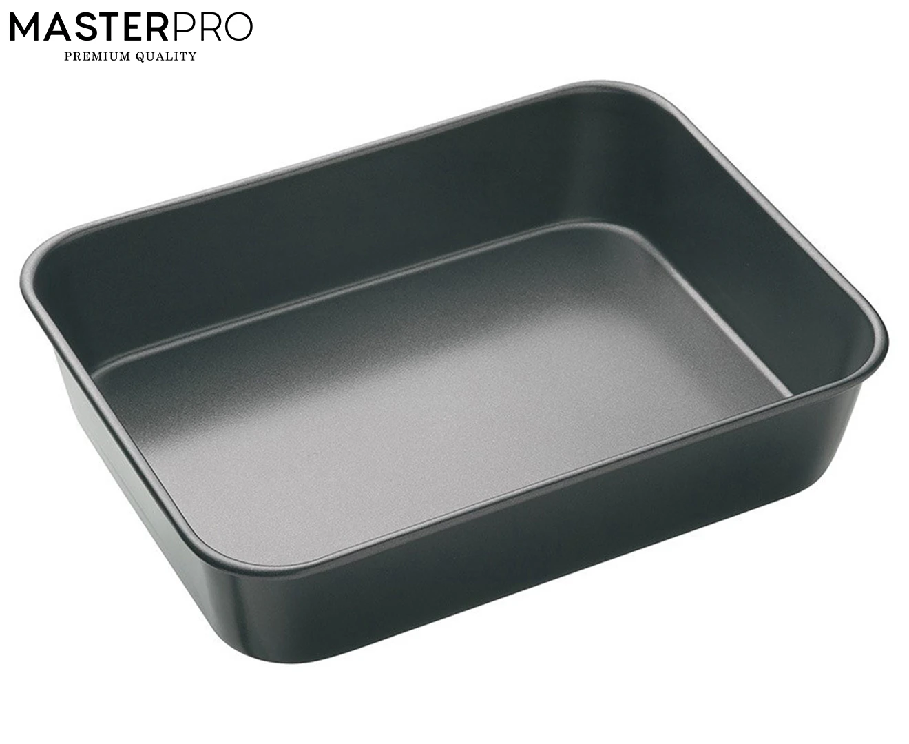 MasterPro 34x26x7cm Non-Stick Steel Deep Roasting Pan - Black