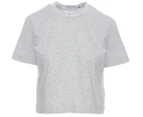 Calvin Klein Jeans Women's Neck Logo Cropped Tee / T-Shirt / Tshirt - Light Grey Heather